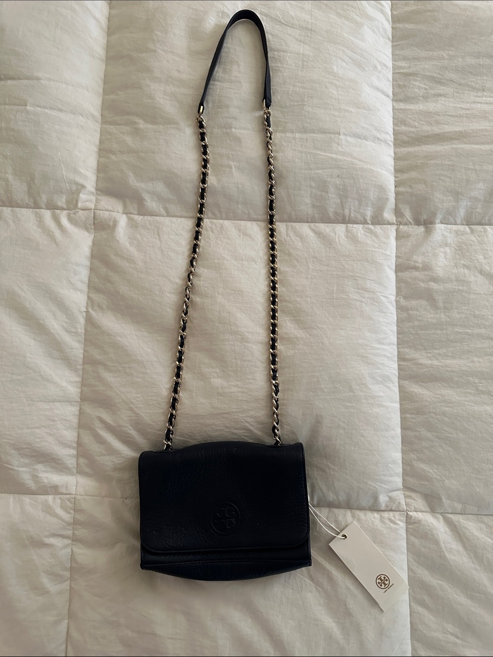 Tory Burch Navy Blue Leather Chain Crossbody
